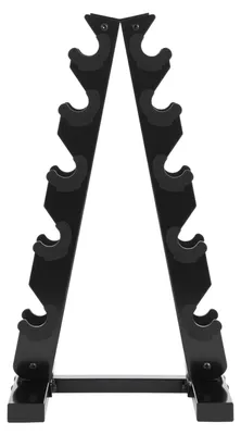 Produktbild von Hantelständer - 5-stöckiges A-Rack - Für 5 Paar Kurzhanteln - Tragkraft 100 kg - Stahl mit Gummiauflage - Platzsparend für Homegym - Schwarz