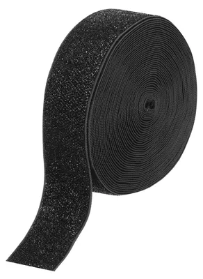 Samtband mit Glitzer, 9 m x 4 cm, schwarz mit Goldpuder