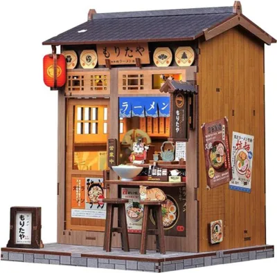 Image de Habarri | DIY Book Nook - Bar à Tokyo - Puzzle 3D - Kit maison miniature avec meubles et lumière LED - Kit coin de livre