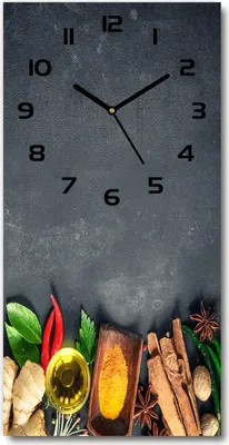 Produktbild von Wanduhr aus Glas – 30x60 cm - Glasbild - Glasuhr - Gehärtetes Glas -Gewürze und Kräuter
