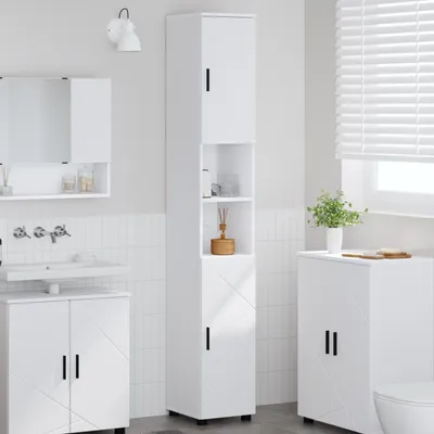 Obrázek produktu pro Maison Exclusive – Skříňka do koupelny, bílá, 30 x 35 x 192 cm, materiál: dřevotříska, kov