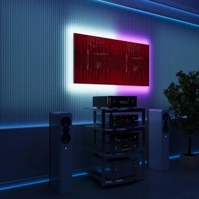 Obrázok produktu pre 2-dielne balenie LED akustických nástenných panelov s RGB podsvietením pre Echo Control | Zvukovo-absorbujúce panely s podsvietením | 2x WAVE – Grouped | Červený plast