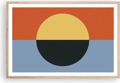 Produktbild von Gerahmtes Poster - Rahmen in heller Eiche - Abstraktion Halbkreis Kontrast - 91,5x61 cm - Wand Bild - Wanddeko - Wandbilder - Kunstposter - Wandposter - Bilderrahmen - Bilder - P2NAA91x61-4604