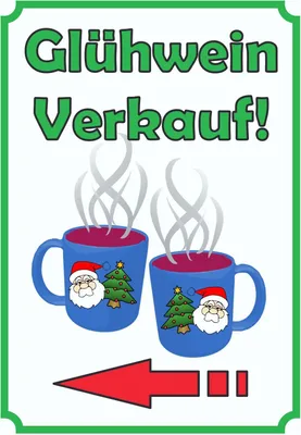 Produktbild von Glühwein Verkaufsschild Schild Hochkant mit Pfeil links A6 Rückseite selbstklebend