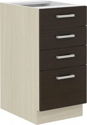 A kitchen cabinet with four drawers.
