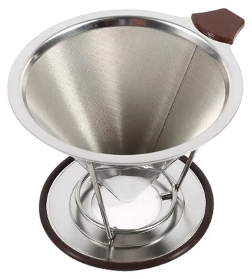 Kaffeekegelfilter aus 304 Edelstahl, doppellagig, silber