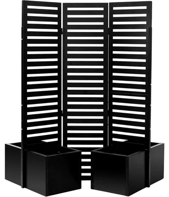 Obrázek produktu pro Soukromí obrazovka, kovové květináče, design mřížky, černá