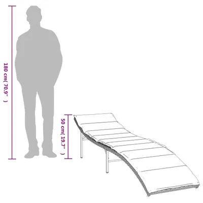 Obrázok produktu pre vidaXL Lehátko s vankúšmi sivé 55x199x50 cm polyratan