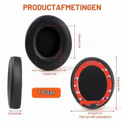 Productafbeelding van Vervangende oorkussens voor 2 & 3 (B0501, B0500), Zwart