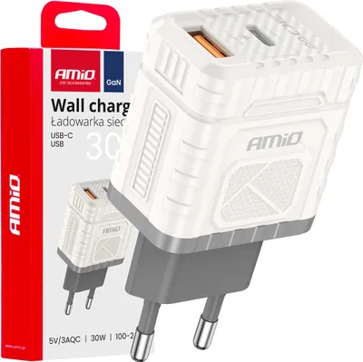 Immagine prodotto di Caricatore rapido USB-C/USB-A 30W GaN Alimentazione a carica rapida AMIO-04286