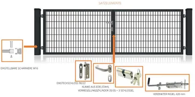Produktbild von Doppelstabmatten Gartentor Vollrahmen Doppeltor 8/6/8 Anthrazit