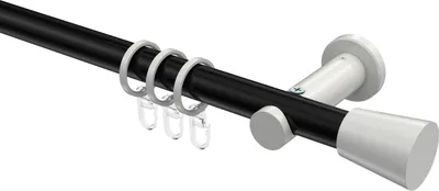 Produktbild von Interdeco Gardinenstange / Vorhangstange Schwarz / Weiß, Typ Platon Sitra (Konus), 20 mm Ø 1-läufig, 220 cm