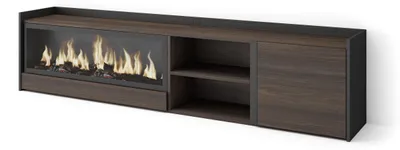 Produktbild von TV-Möbel Holzeffekt eiche schwarz 212x35x50cm Kamin mit Feuereffekt