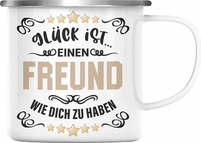 Produktbild von Trendation - Bester Freund Emaille Tasse Geschenk Beste Freunde Bester Freund Der Welt Geschenkidee (Silber)