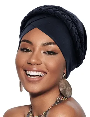 Obrázek produktu pro Dámský turban s copem, čepice pro pacienty po chemoterapii, čepice na hlavu, čepice na spaní, materiál: polyester, 1 kus