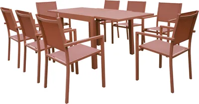 Image de Salon de jardin VENEZIA extensible 90/180 en textilène terracotta 8 places - aluminium terracotta