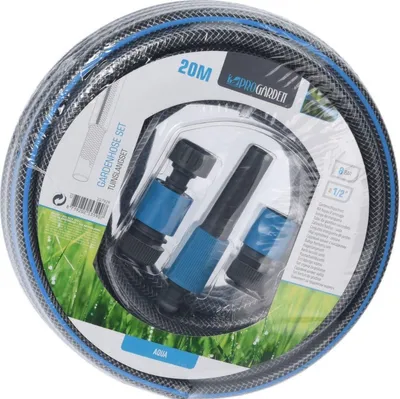 Produktbild von ProGarden 4-teiliger Gartenschlauch-Set, Kunststoff, 20 m, schwarz