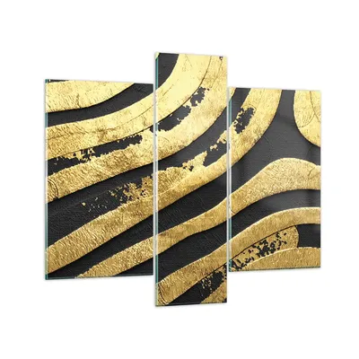 Produktbild von Bilder auf glas - 3 Teile - Abstraktion dreidimensional Gold - 95x80cm - Glasbilder - Wandbilder - Bilder - Wanddekoration aus Glas - Glas Bilder - Wandbild auf Glas - GCB95x80-4461