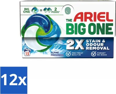 Produktbild von Ariel - 3in1 Waschmittel-Pods - The Big One - Alpine - 15 Pods - Vorteilspack - 12 Stücke