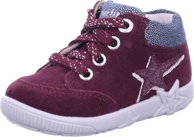 Produktbild von Superfit Mädchen Sneaker Bordeaux mit Schnürung, Stern-Applikation und weißer Sohle