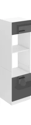 Produktbild von Belini Mikrowelle Schrank, Küchenschränke, Hochschrank Küche SSP. Mikrowellenschrank - 60 cm Breite und 204 cm Höhe. Küchenbuffet mit 2 Türen und 2 Regalen, Silber Hochglanz
