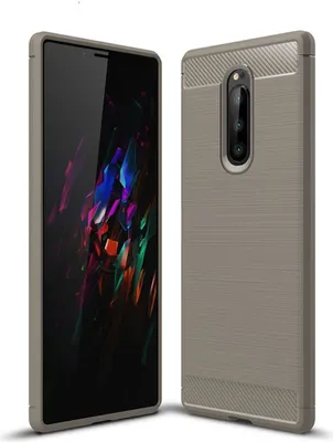 Produktbild von Sony Case Handyhülle Cover TPU Case Schutzhülle Case Handy Bumper Carbon Optik Schale Etui, Farbe:Grau, Modell wählen:Sony Xperia Z6