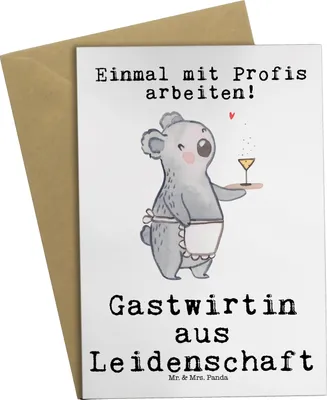 Produktbild von Mr. & Mrs. Panda Grußkarte Gastwirtin Leidenschaft - Weiß - Geschenk, Gaststätte, Kneipe, osterkarte, Rum, Grußkarten, einladungskarten, Bar, babykarte, weihnachtskarten