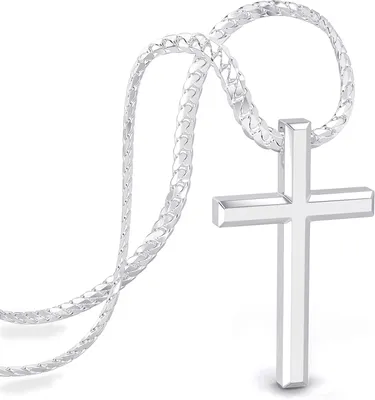 Produktbild von SERASAR Premium Halskette Herren [Faith] | Rostfreier 316L Chirurgenstahl | Wasserfest | Stabile Panzerkette | Sicherer Verschluss | Silber, 50cm | Inklusive Schmuckschachtel