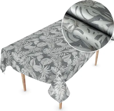 Produktbild von Tischdecke Wachstuch Premium Blumen Grau Robust Wasserabweisend Breite 140 cm Länge 280 cm