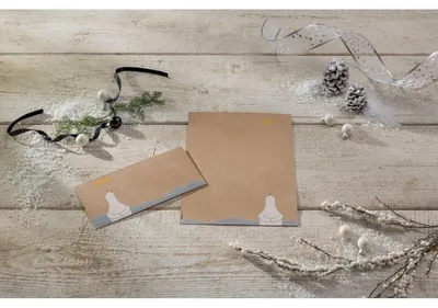 Produktbild von SIGEL DP411 Weihnachts-Motiv-Papier "Polar bear with shooting star" - beige, weiß, gelb - 100 g/m² - A4 - 25 Blatt