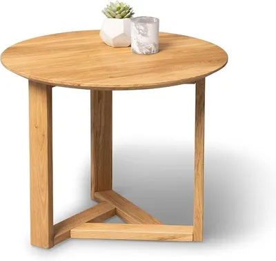 Imagen del producto de Rena 1 - Mesa de centro redonda, diámetro 55 cm, altura 40 cm | Madera maciza de roble natural, acabada con aceite