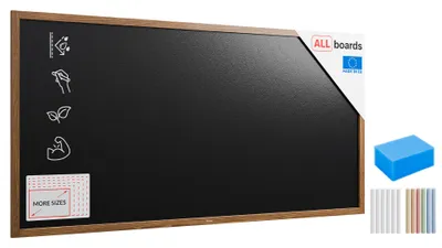 Immagine prodotto di Lavagna nera da gesso RESISTENTE ALL'ACQUA in cornice di legno 200x100 cm