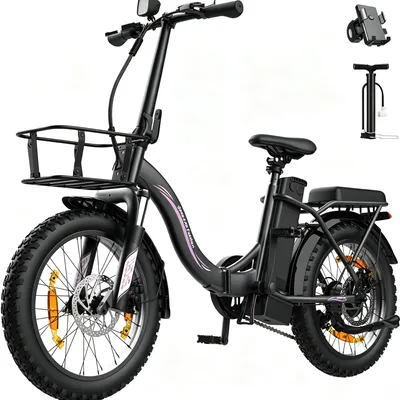 Produktbild von Runetic Ebike, Foldable e-bikes, 250W Motor, 36V 13Ah herausnehmbarer Akku, bis zu 100 km Reichweite, 25 km/h, 20" x 3,0" Breitreifen