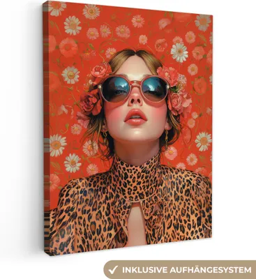 Obrázek produktu pro Obrazy na plátně 30x40 cm - Ženy, abstraktní - Květiny - Červená, nástěnné umění, dekorace do obývacího pokoje, obraz