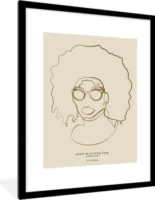 Produktbild von MuchoWow® Gerahmtes Poster Linienkunst - Frau - Text - Zitate 60x80 cm - Poster mit Schwarzem Bilderrahmen Wandposter Rahmen Foto Bilder - Wohnzimmer - Dekorationen - Prämie