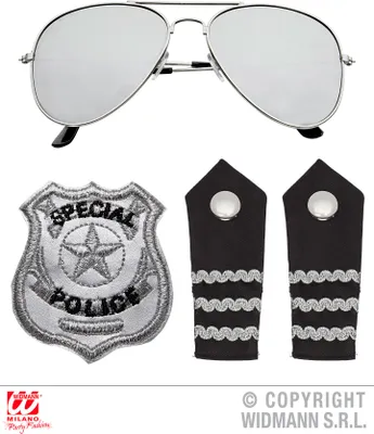 Produktbild von Polizistin Set - Polizei Set - Sonnenbrille, Schulterklappe, Abzeichen 3-teilig