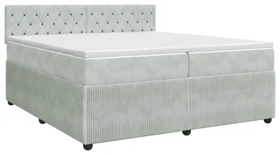 Productafbeelding van vidaXL Boxspringbed met matras, lichtgrijs, 200 x 200 cm, fluweel