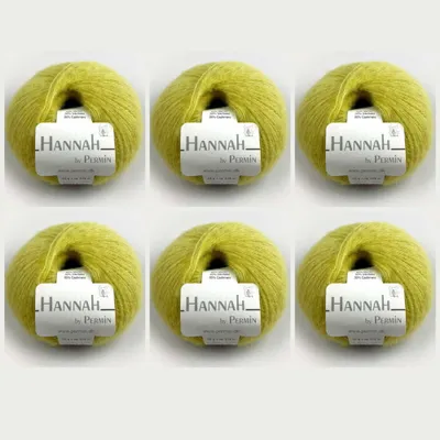 Obrázek produktu pro 6x Hannah od Permin – příze z merino vlny, hedvábí a kašmíru (17 lime)