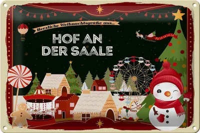 Produktbild von Blechschild Weihnachten Grüße HOF AN DER SAALE 30x20cm