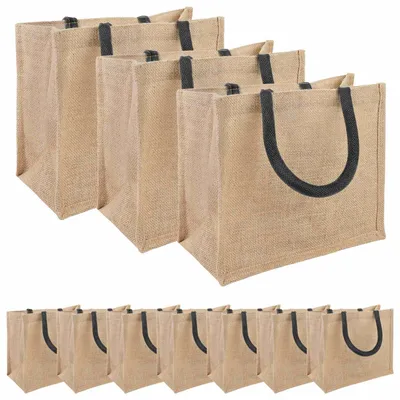 Obrázok produktu pre Jutové tašky 10 Prírodná a čierna 26 x 22 x 14 cm