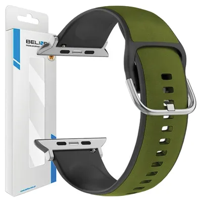 Image de Beline Strap Apple Watch Silico Leather 42/44/45/49Mm Green-Black /Green-Black Box