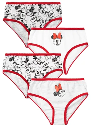 Produktbild von Disney Minnie Mouse Panty für Mädchen - Kinder Unterhose Slip Unterwäsche Weiß/Grau (4er Pack) 98-104
