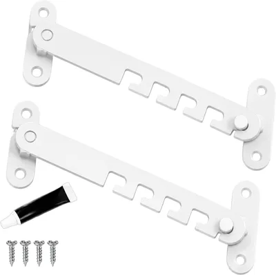 Imagen del producto de Parachoques para ventanas, ajustables, juego de 2 unidades, color blanco, para fijar con adhesivo, ideales para una ventilación controlada