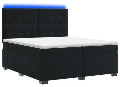 Image de vidaXL Lit boxspring avec matelas noir 200 x 200 cm velours