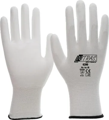 Produktbild von NITRAS 6200 Feinstrickhandschuh Gr. 10 - Weißer Polyurethanbeschichteter Nylonhandsch...
