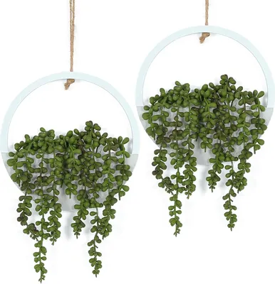 Produktbild von Hängende Kunstpflanzen - Kunstperlen Pflanzen - Set von 2 - 122 cm - Holztopf - Für Innen- und Außendekoration
