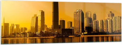 Produktbild von Bilder auf glas - Stadt â € <Agglomeration Fluss Flugzeug - 160x50cm - Glasbilder - Wandbilder - Kunstdruck - Wanddekoration aus Glas - Glas Bilder - Wandbild auf Glas - GAB160x50-2726