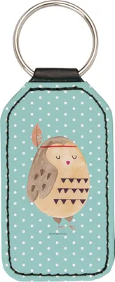 Produktbild von Mr. & Mrs. Panda Schlüsselanhänger Eule Federschmuck - Türkis Pastell - Geschenk, anhänger für schlüssel, Mit Spruch, Dekoration, Abenteuer, Taschenanhänger, Owl