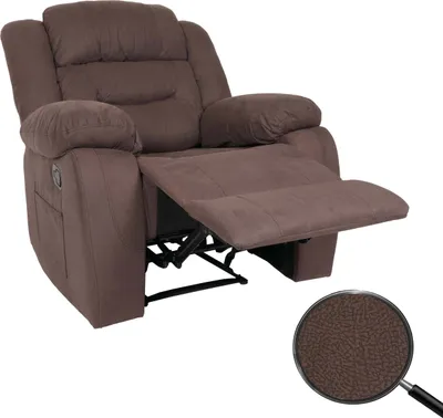 Obrázek produktu pro TV křeslo HWC-J57, XXL polohovatelné TV křeslo s odpružením nosag Velur látka/textil do 200 kg  hnědé