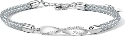 Produktbild von Romantische Mobius-Ring-Charm-Armbänder für Paare – s silberfarbenes „Forever Love“-Seilarmband-Set mit feiner Spiralstruktur